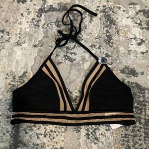 NWT Forever 21 Black Mesh Halter Bikini Top Medium